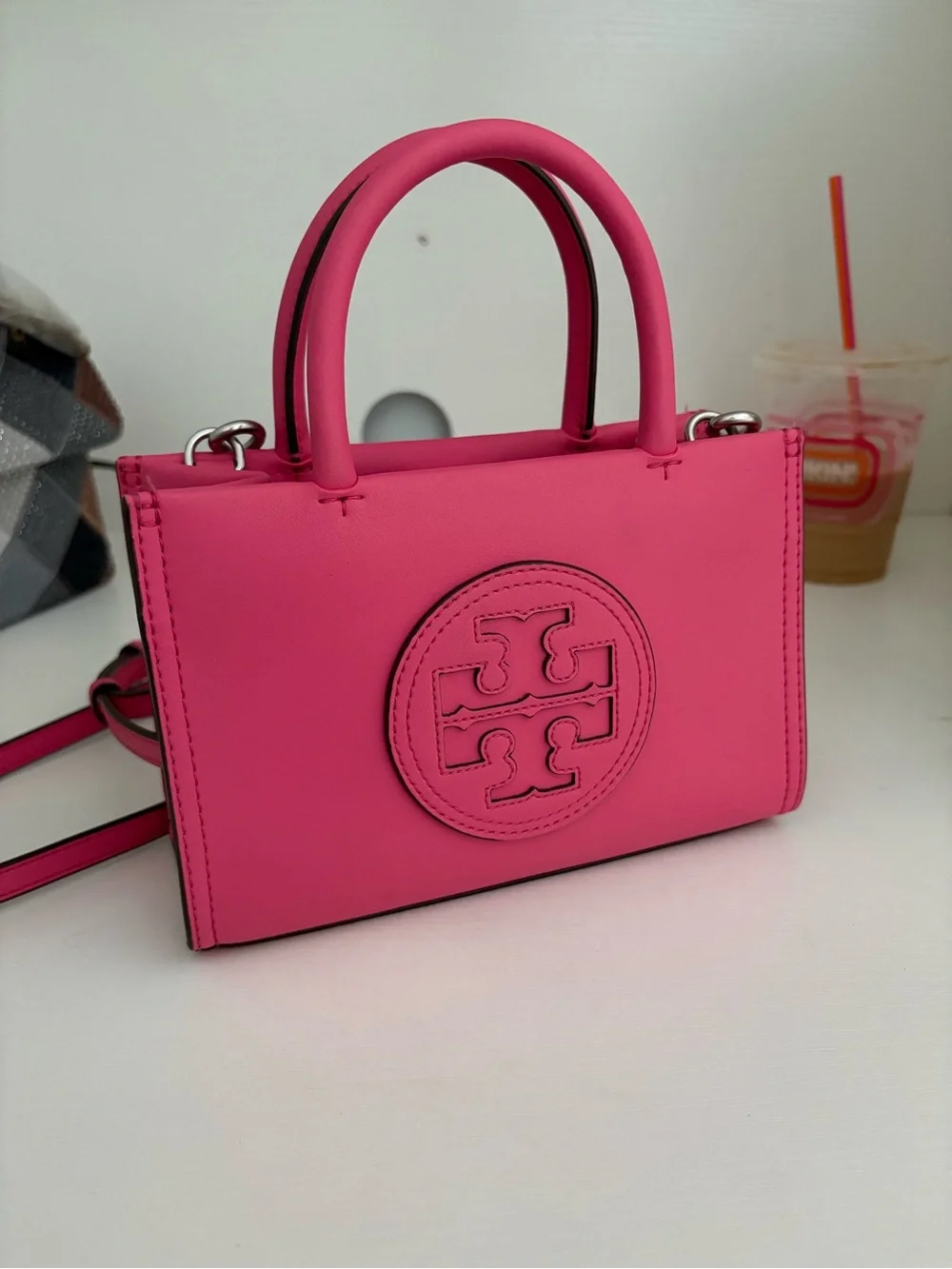 Tory Burch Pink Mini Ella Tote - Picture 1 of 6